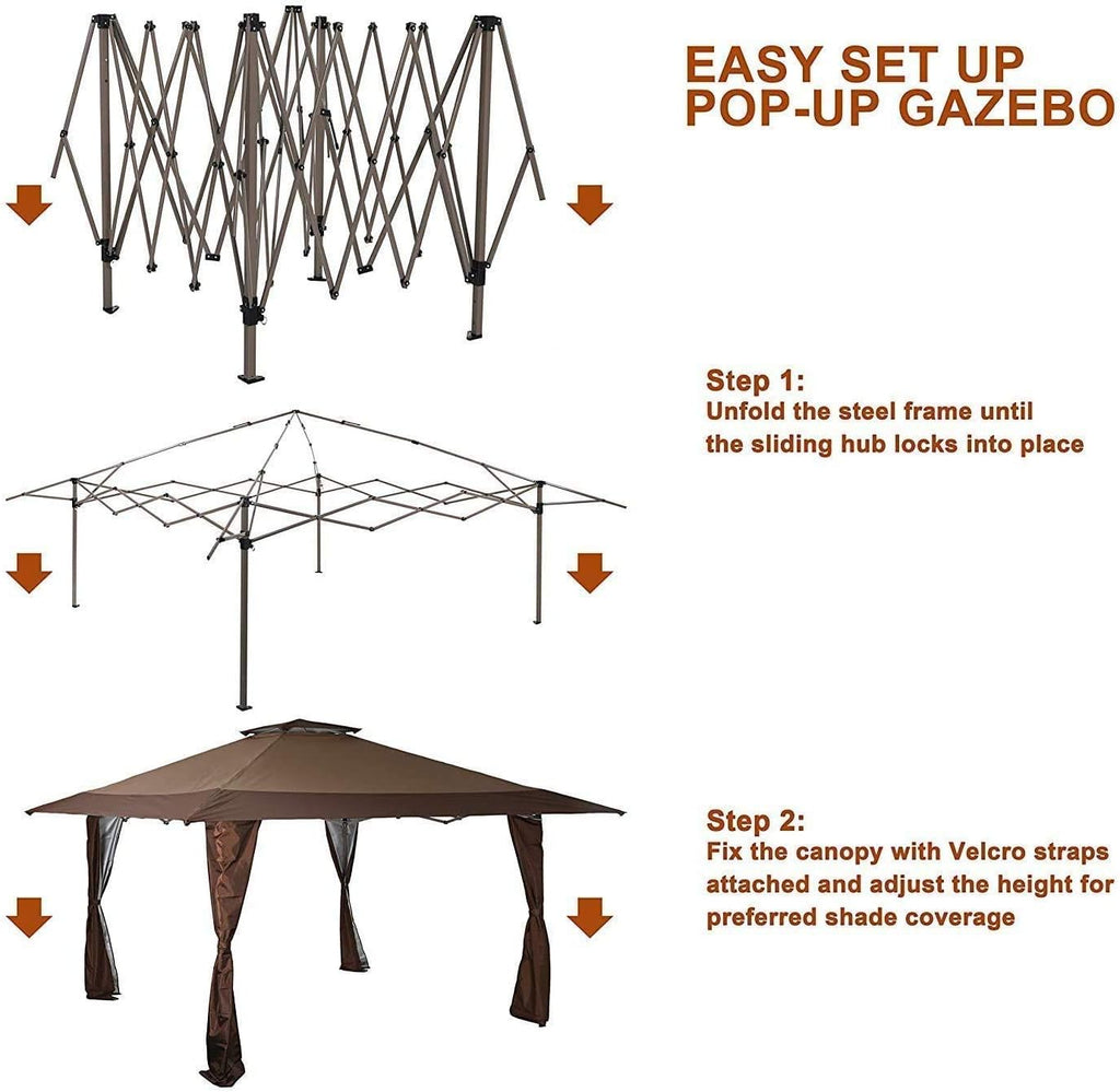 13'x13' UV Block Gazebo Canopy with Hardware Kits X332848