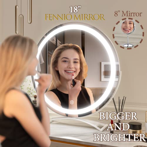 17"x15" LED Lighted Makeup Mirror with Touch Sensor 3-Color Lighting Y2061