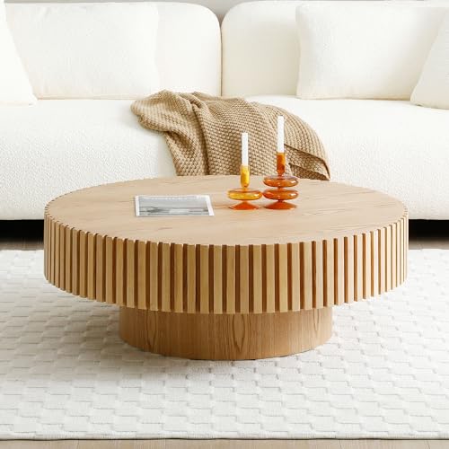 Walnut Wood Round Drum Coffee Table Y278