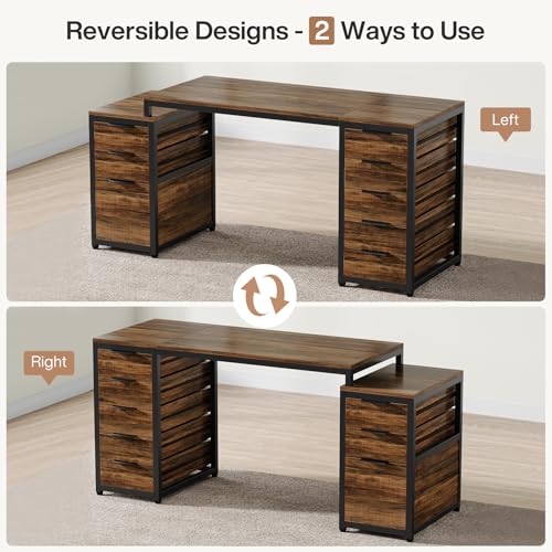 63" Computer Desk with 8 Drawers F8418