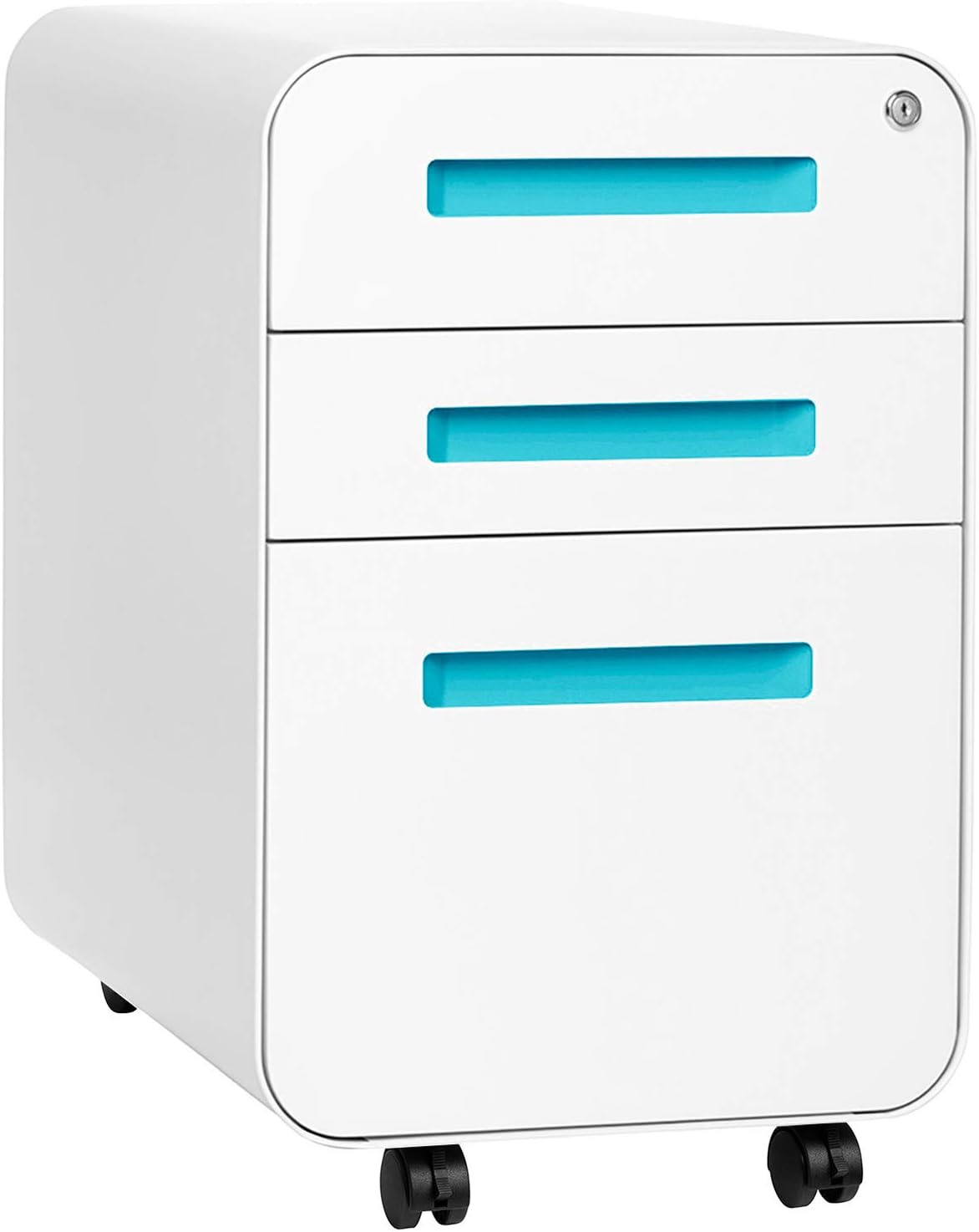 3-Drawer Mobile File Cabinet Orange Faceplate I9747