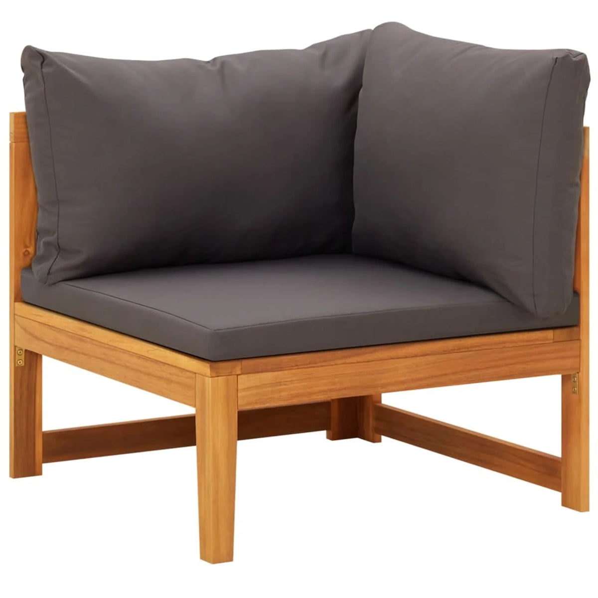 4 Piece Dark Gray Cushioned Acacia Wood Patio Lounge Set Y9478
