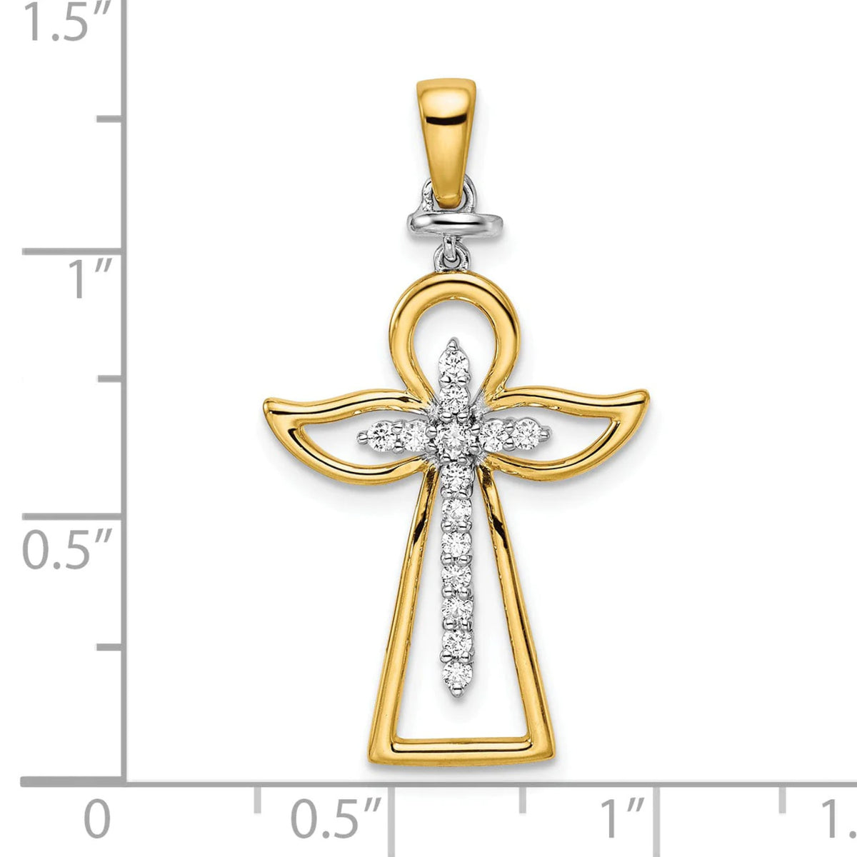 14K Two-tone Polished Diamond Cross Pendant T317245