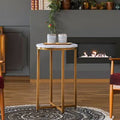 Gold Round Metal and Marble Accent Table M5903