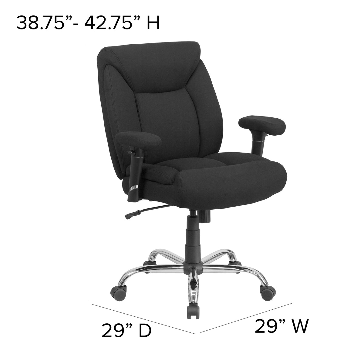 Big & Tall 400 lb. Rated Black Fabric Tufted Swivel Ergonomic Office Chair Y7249