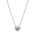 Lab Grown Diamond and Created Pink Sapphire Sterling Silver Necklace U4089