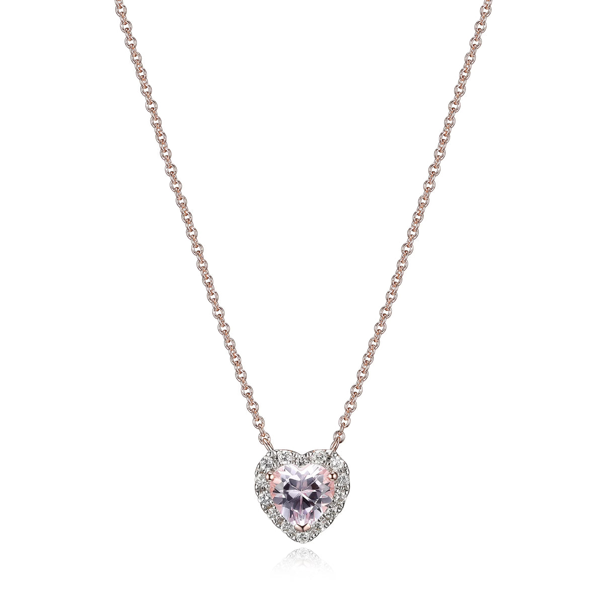 Lab Grown Diamond and Created Pink Sapphire Sterling Silver Necklace U4089
