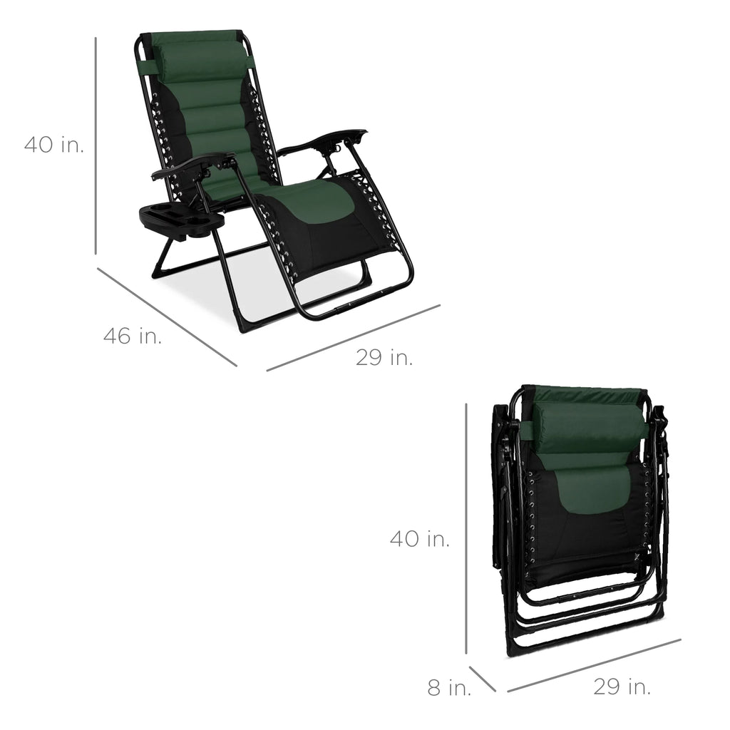 Oversized Padded Zero Gravity Folding Outdoor Recliner K547
