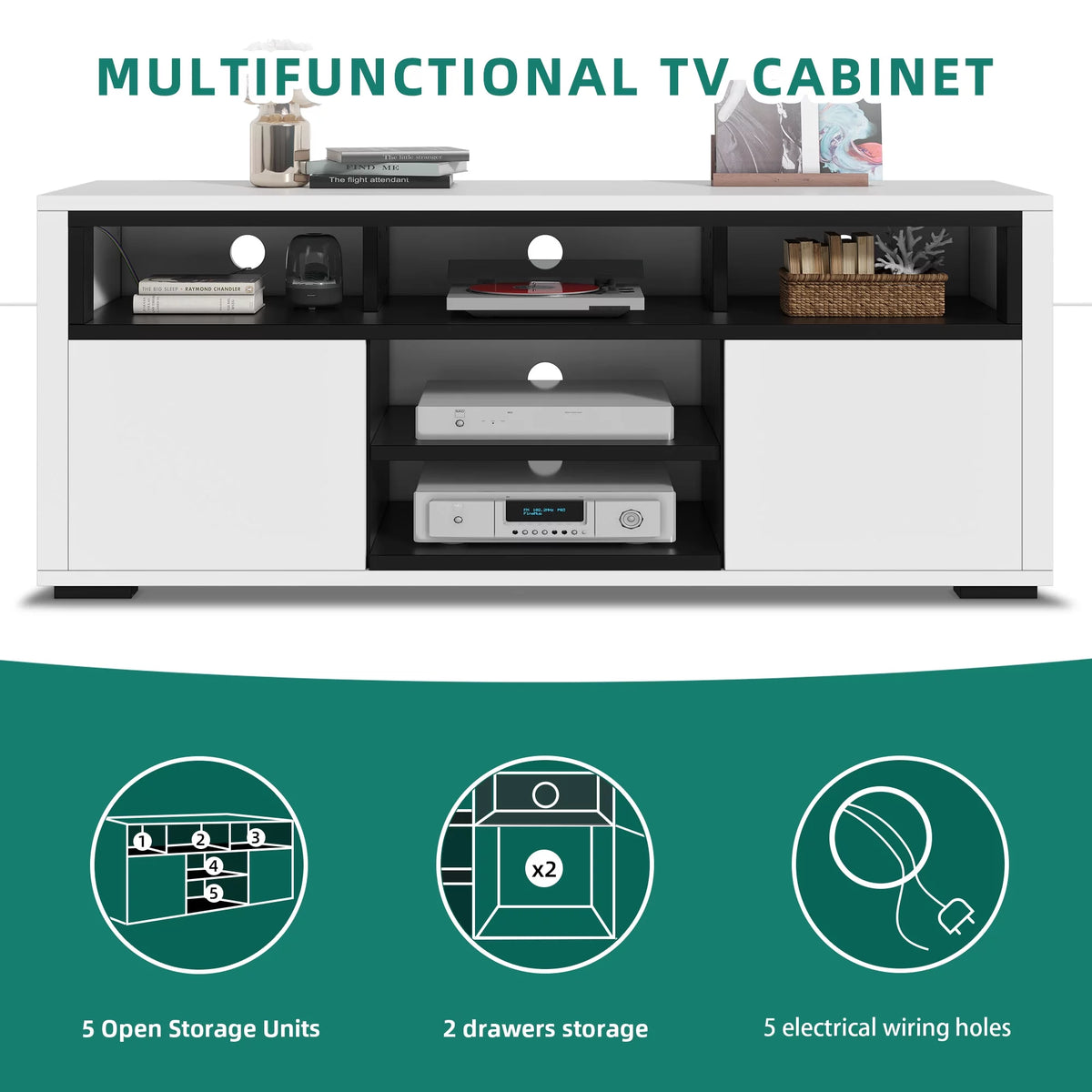 White High Gloss TV Stand with LED Lights B6082