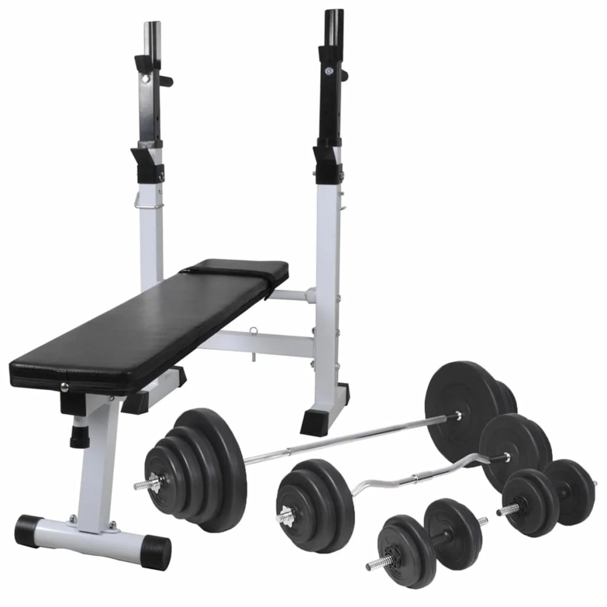 Workout Bench with Weight Rack, Barbell and Dumbbell Set 264.6 lb F34677