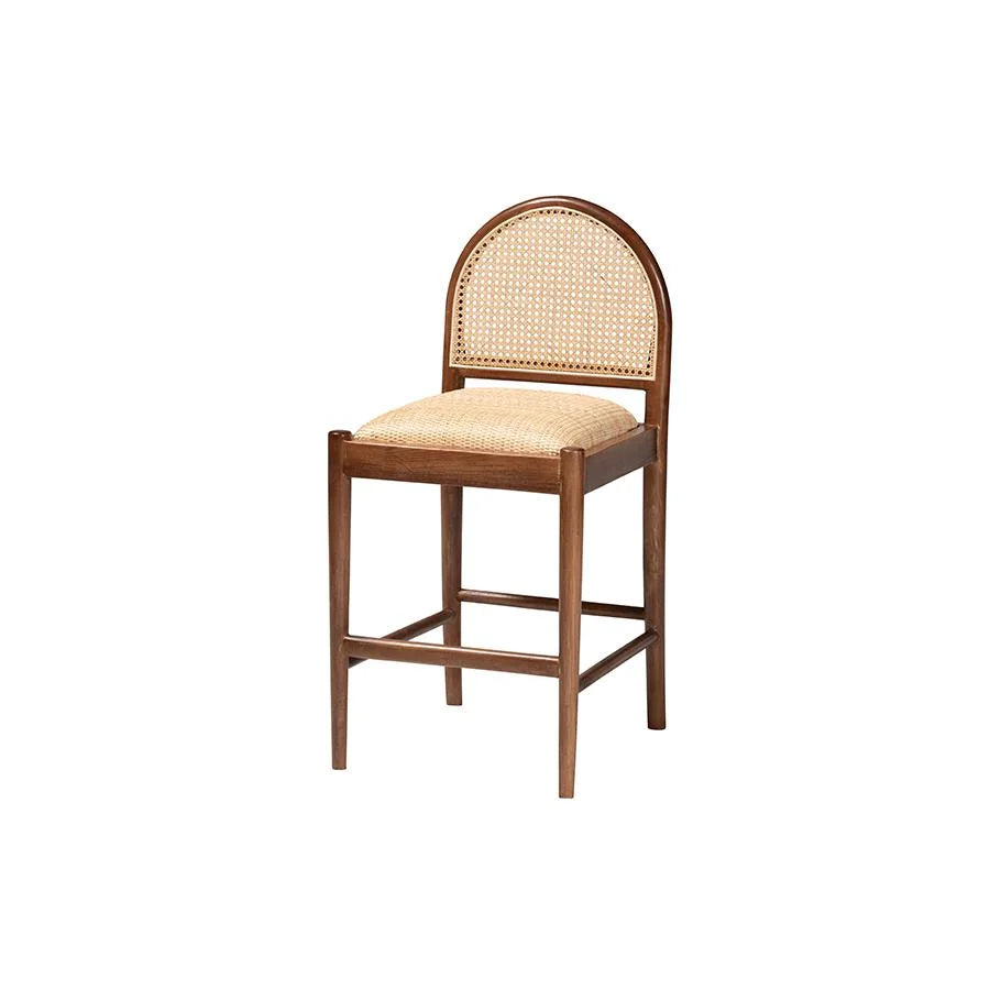 Natural Rattan and Acacia Wood Counter Stool L58603