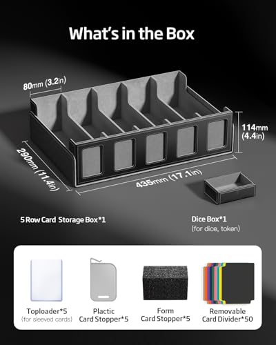 5-Row Trading Card Storage Box with Magnetic Lid B650