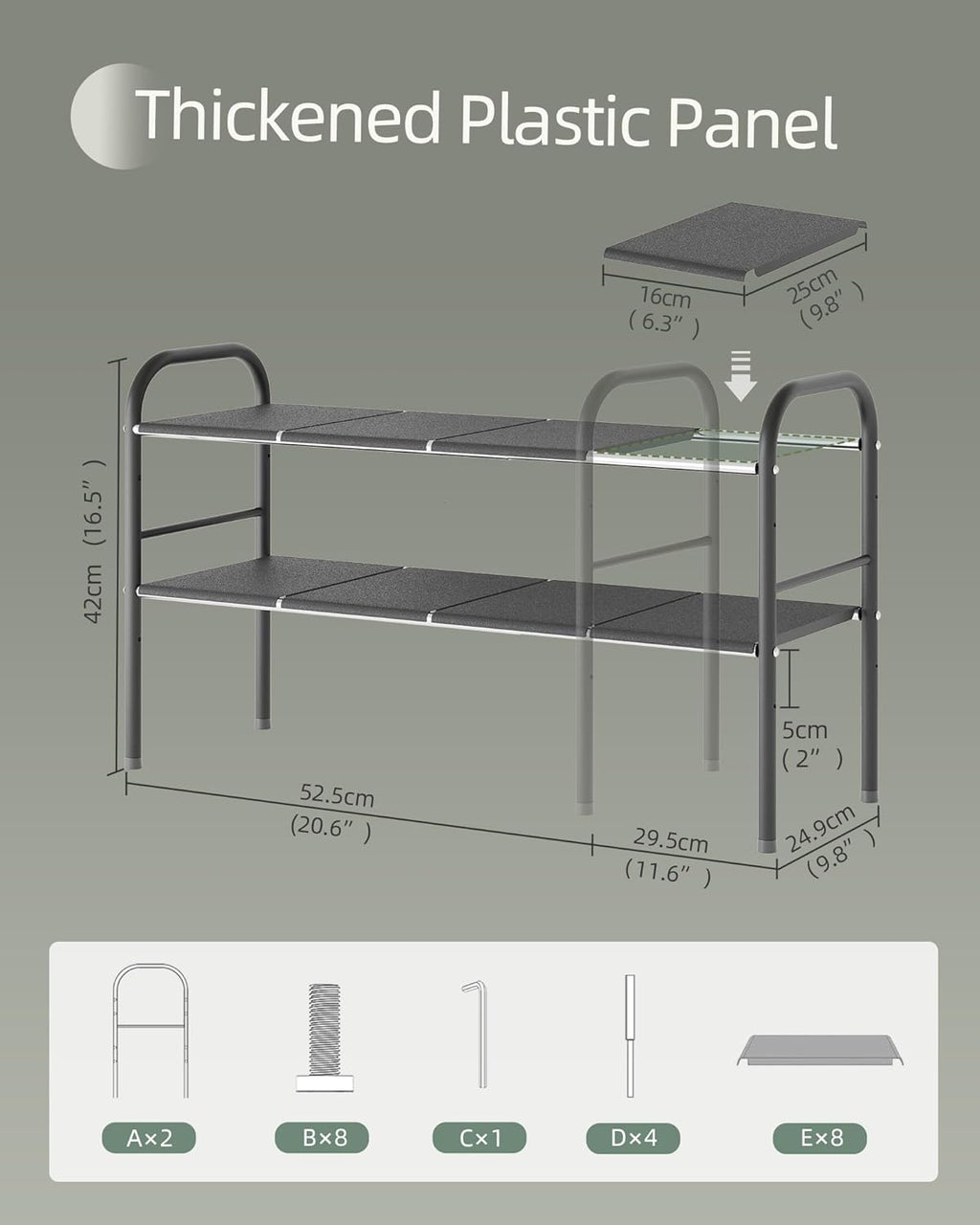 2 Tier Expandable Under Sink Organizer Shelf with 8 Removable Panels A37371