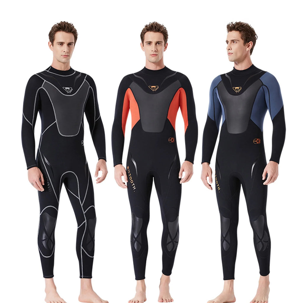 Men 3mm Neoprene Full-body Wetsuit with Back Zipper G48772