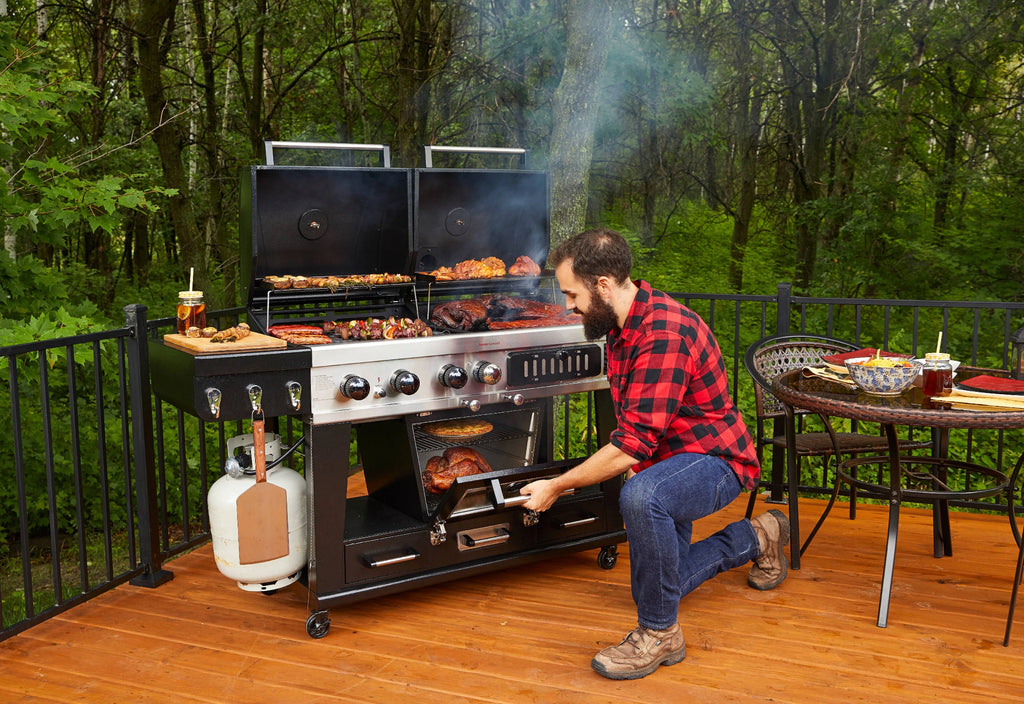 Gas and Charcoal Combo Grill with Electric Smoker Q2784