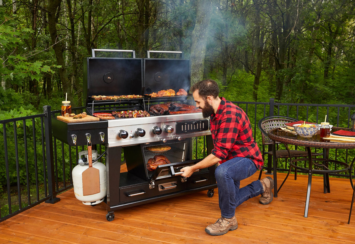 Gas and Charcoal Combo Grill with Electric Smoker Q2784