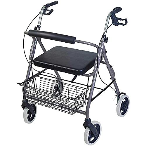 Burgundy Rollator Walker with Extra Wide Seat and Backrest B7043