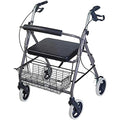 Burgundy Rollator Walker with Extra Wide Seat and Backrest B7043