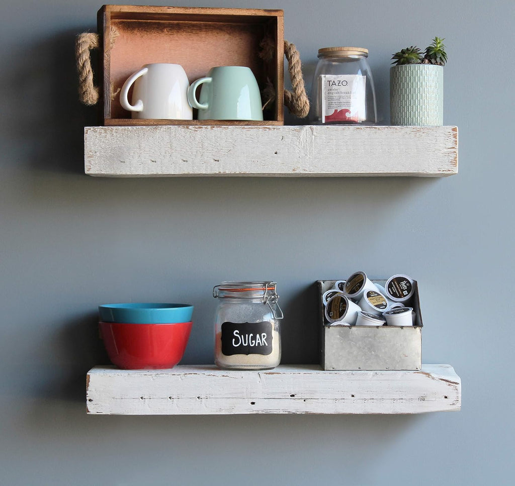 Reclaimed Wood Floating Shelves Set of Two D6461