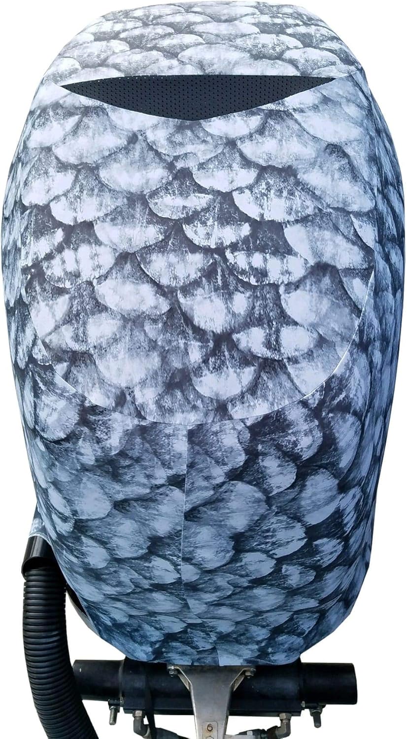 Grey Fish Scales Outboard Motor Cover U779