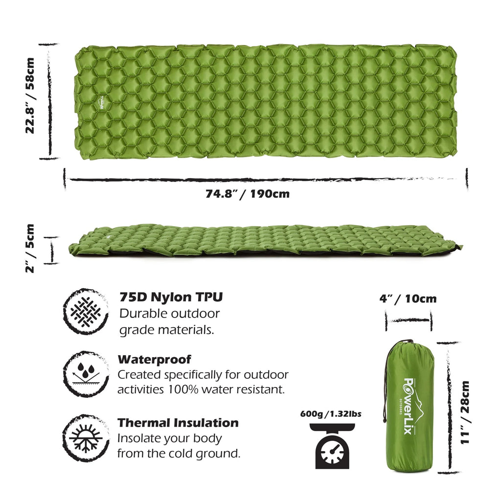 Ultralight Compact Inflatable Camping Sleeping Pad Navy Blue V87435