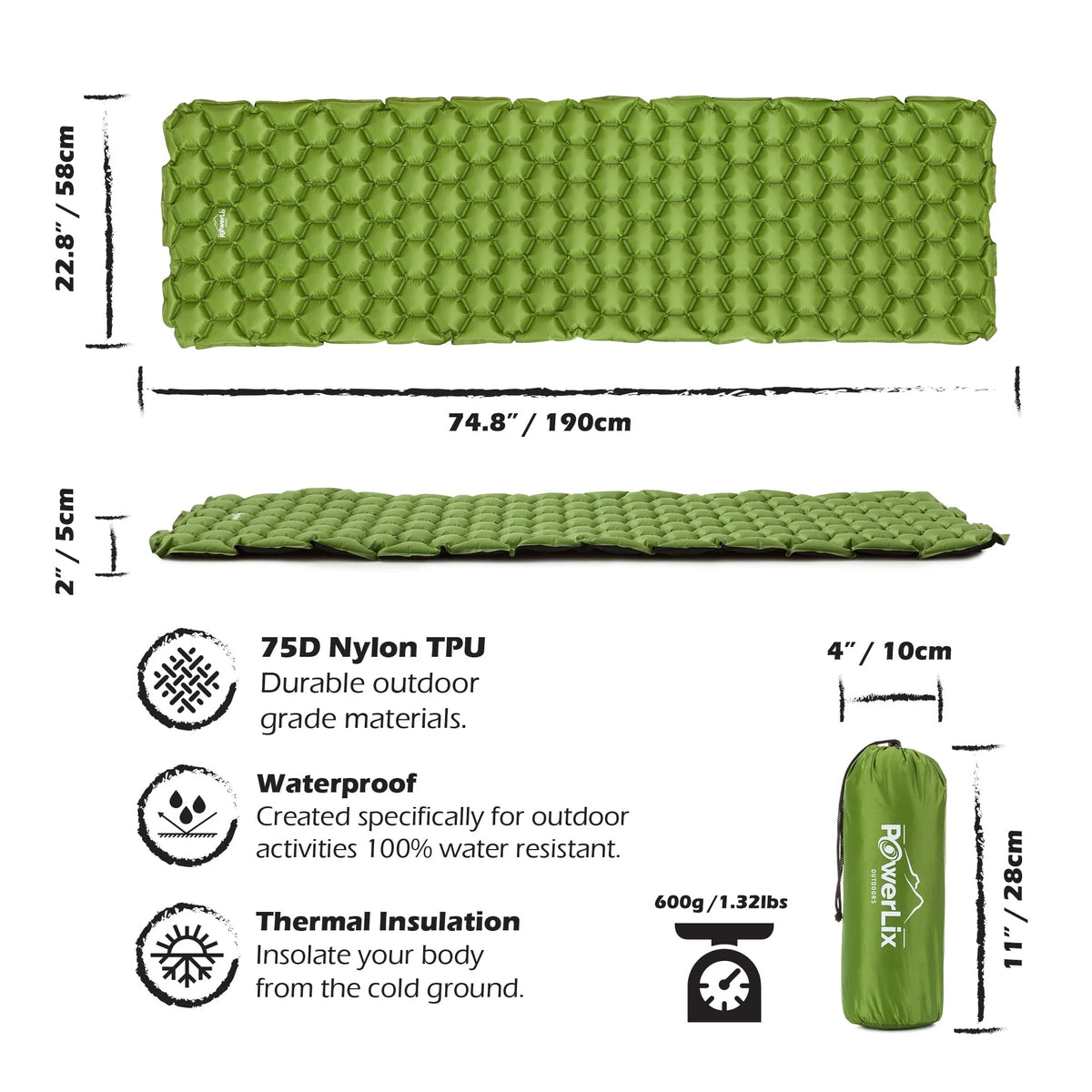 Ultralight Compact Inflatable Camping Sleeping Pad Navy Blue V87435