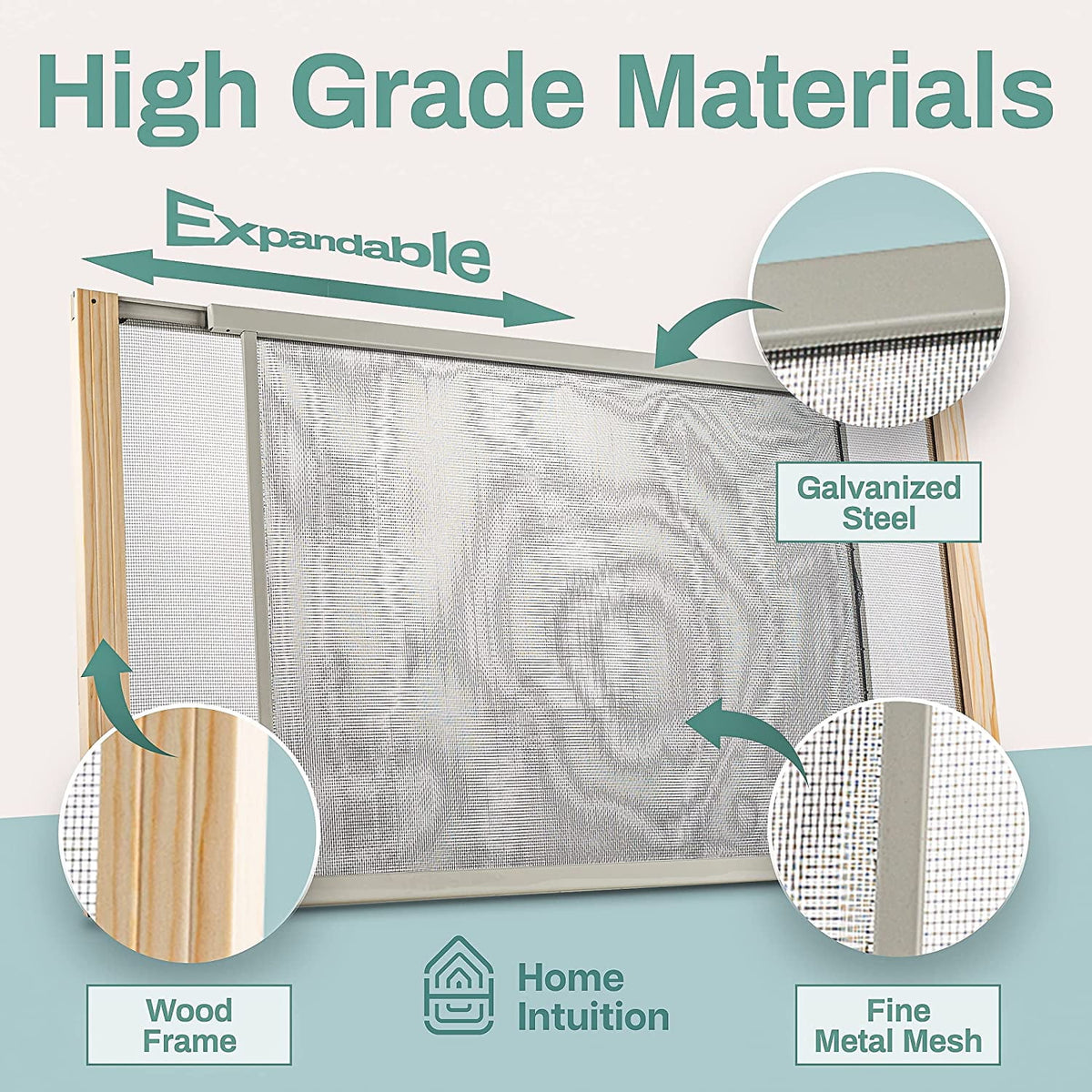 2-Pack Adjustable Horizontal Window Screen 21-37 inches Wide, 18 Inch High N2823