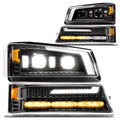 LED Headlight Assembly Replacement with Amber Sequential Turn Signal Projector L549