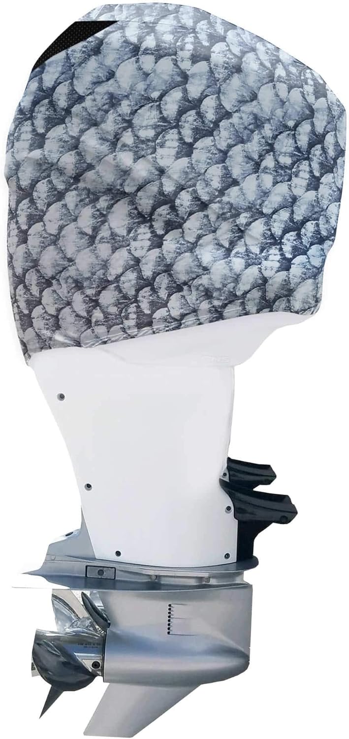 Grey Fish Scales Outboard Motor Cover U779