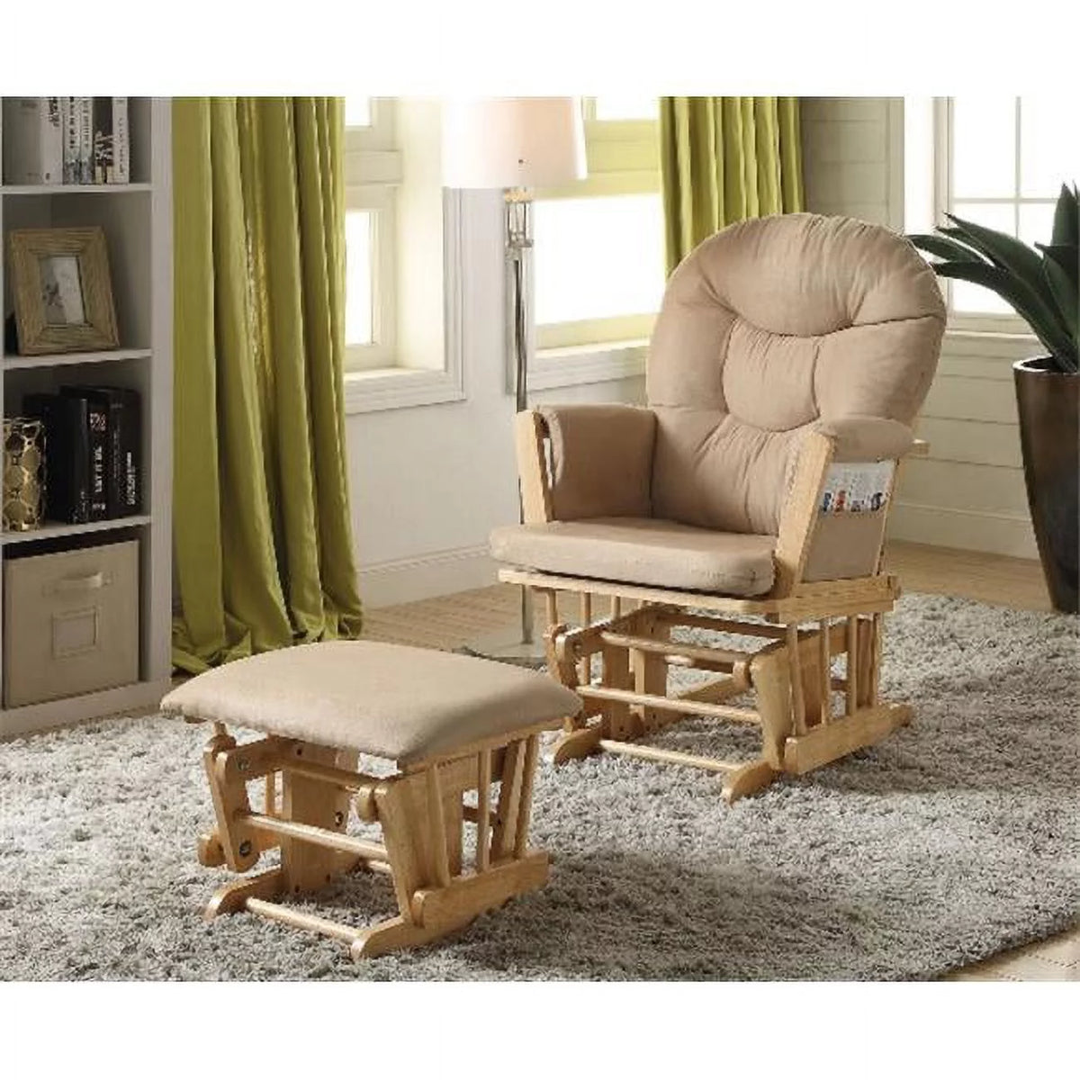 Taupe Microfiber Glider Chair & Ottoman S300