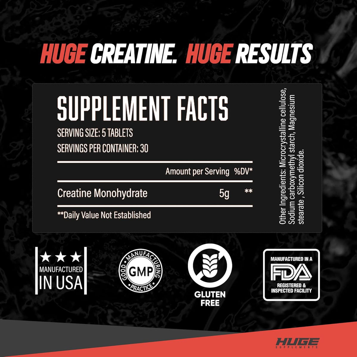 Creatine Monohydrate Pills, 5g Per Serving, 30 Servings W6296