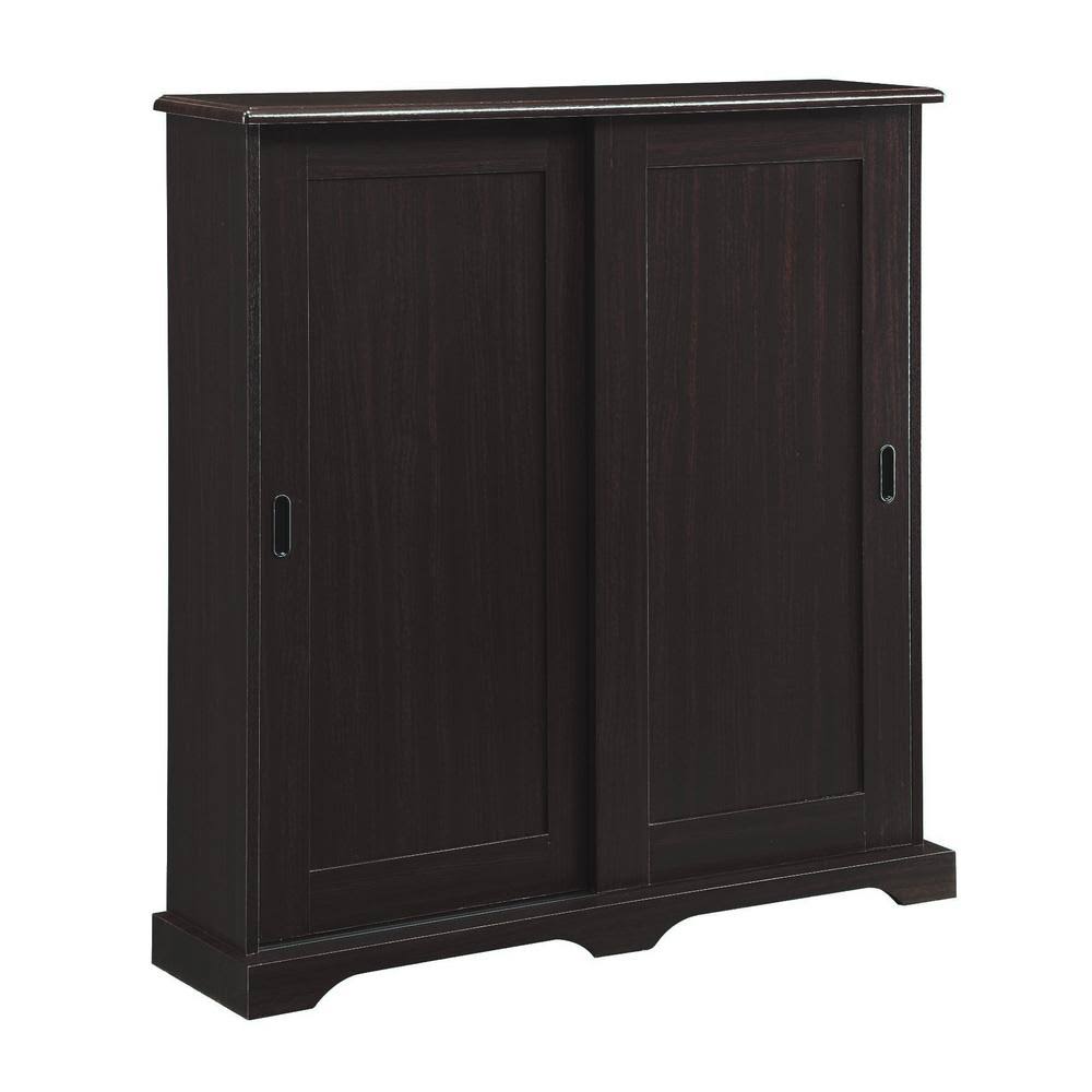 Dark Cherry Wood Media Storage Cabinet with Sliding Door Y495