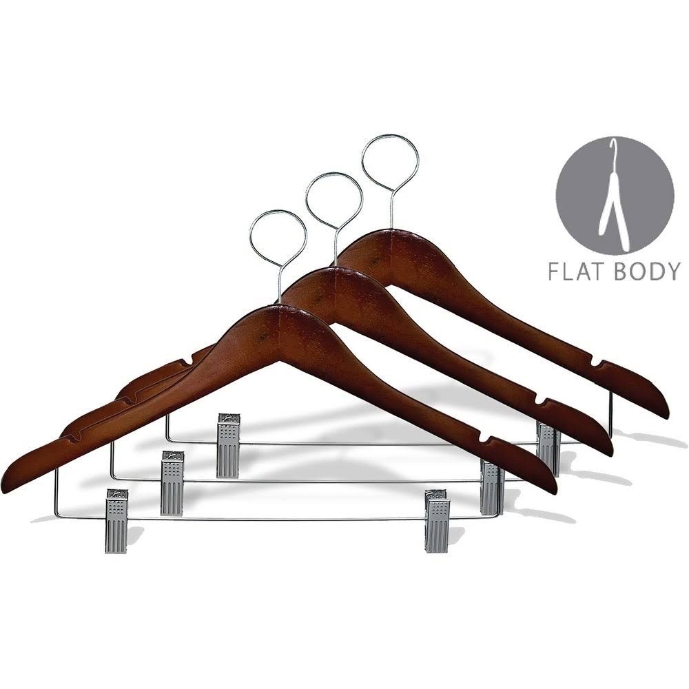 Natural Finish Wooden Hangers with Clips, Box of 50 O629