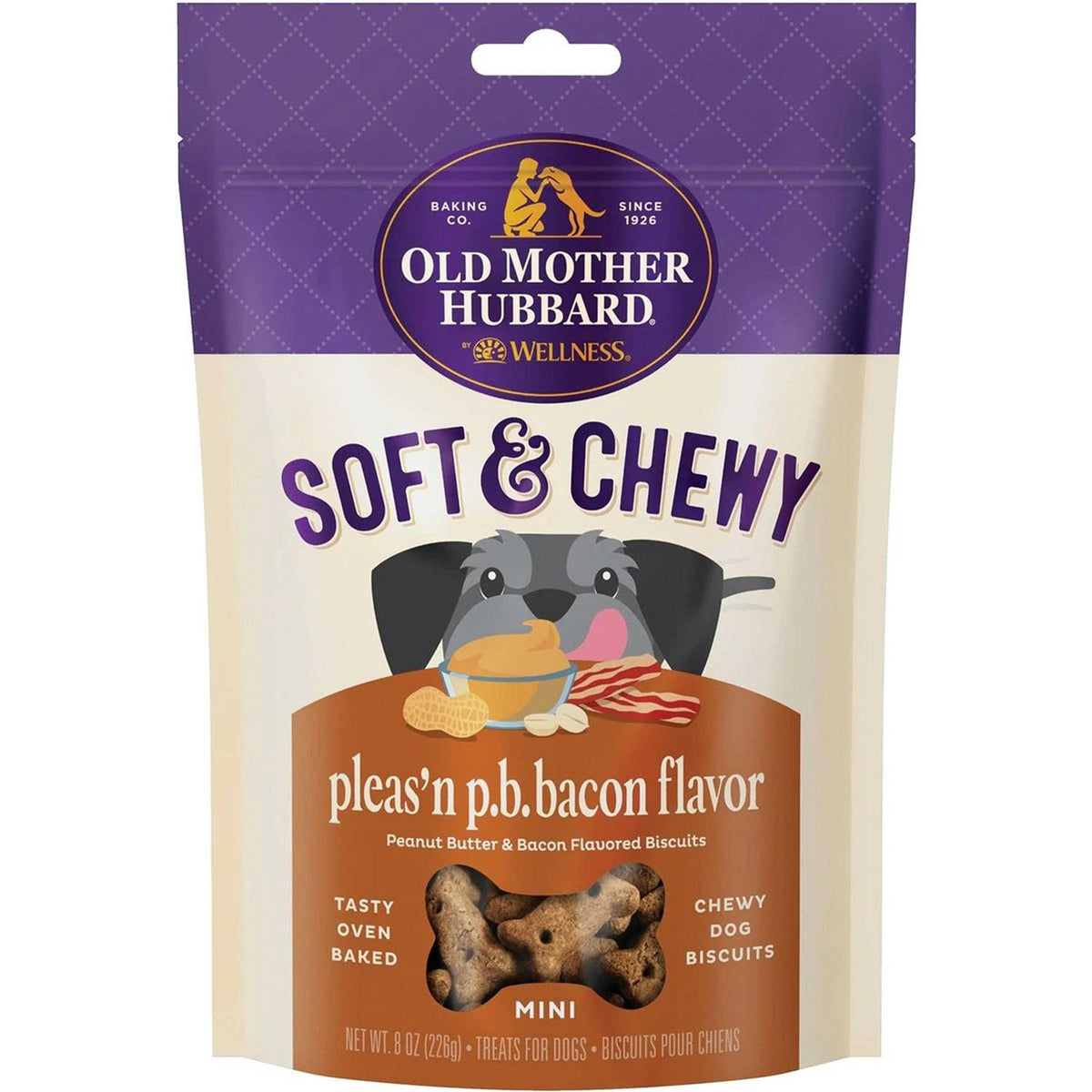 Soft & Tasty Peanut Butter & Bacon Biscuits Baked Dog Treats Mini Z690796