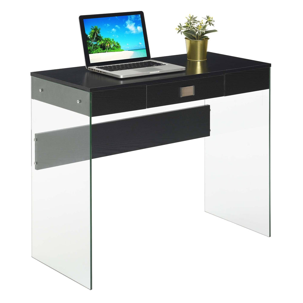 36 in. Glass Desk Gray Marble L2624