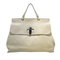 White Calf Leather Satchel M36556