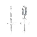 925 Sterling Silver Dainty Cross Huggie Hoop Earrings I5196