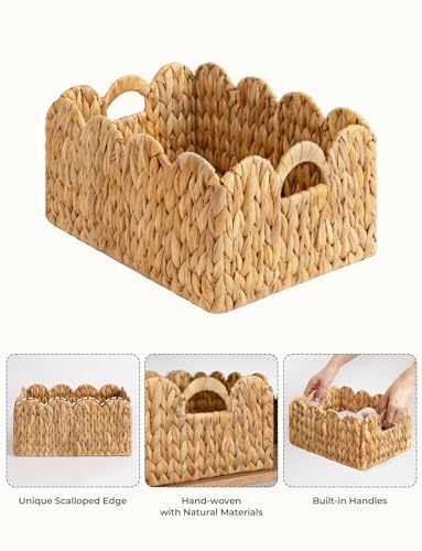 Scalloped Wicker Basket with Handles, Set of 2 L436209