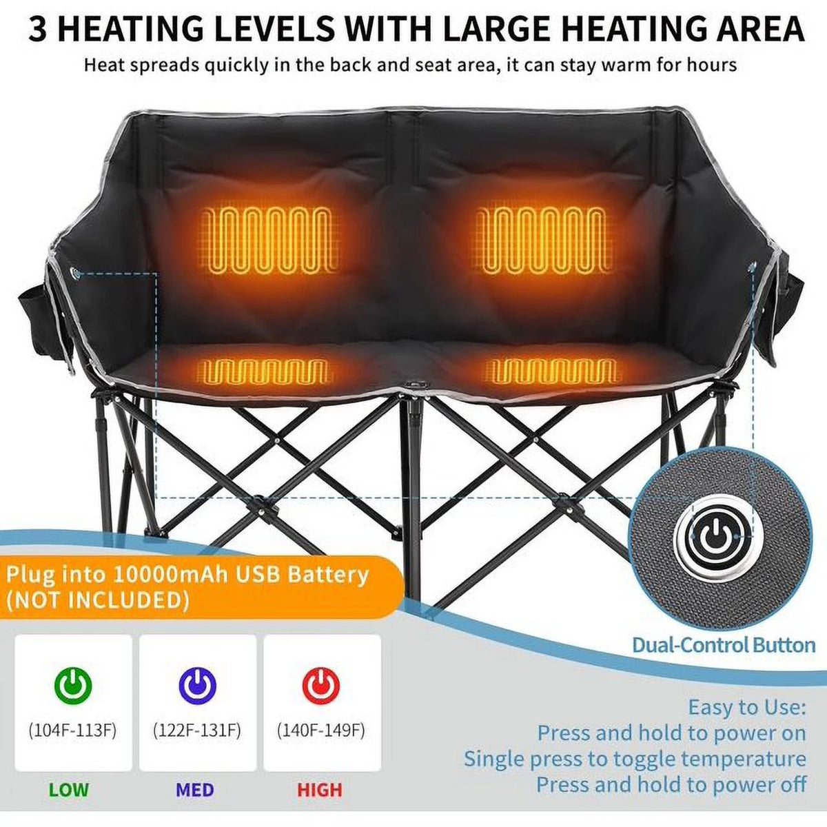 Heated Double Folding Camping Chair I606