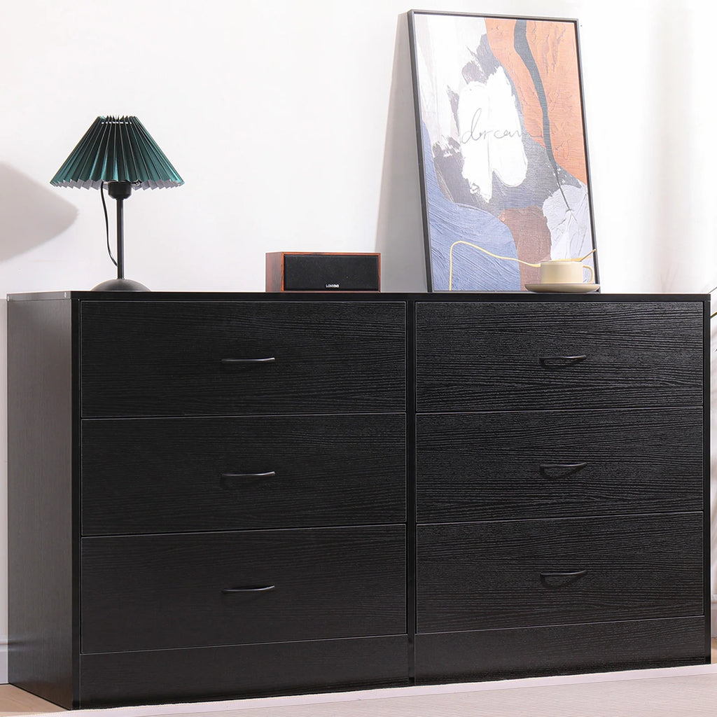 Black 6 Drawer Dresser Y316