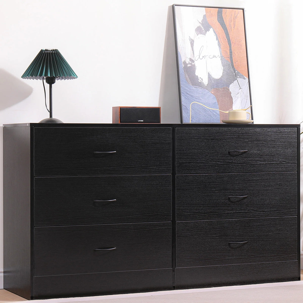 Black 6 Drawer Dresser Y316