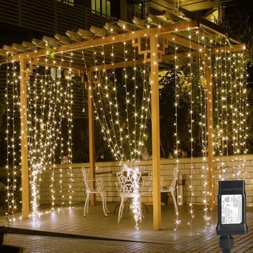 2 Packs LED Curtain String Lights 8FT x 7FT Waterproof Warm White V78190