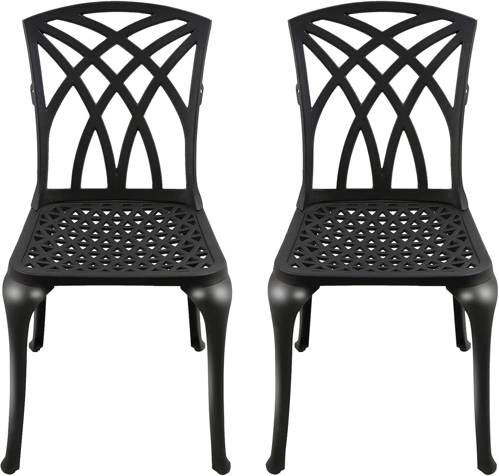 Black Cast Aluminum Outdoor Dining Arm Chairs, Set of 4 Q834627