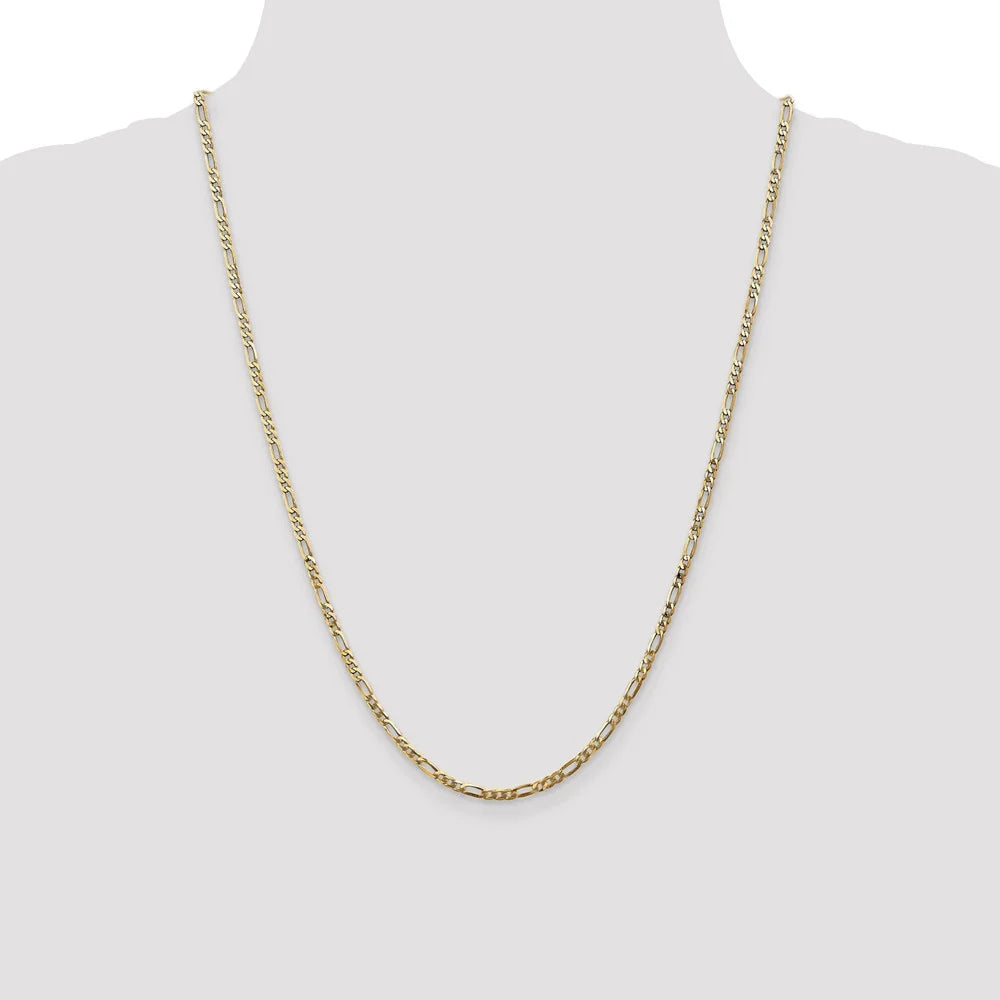 14kt Yellow Gold Flat Figaro Chain 24 inch Lobster Clasp X767