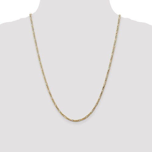 14kt Yellow Gold Flat Figaro Chain 24 inch Lobster Clasp X767