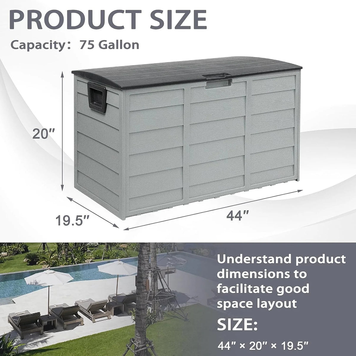 75 Gallon Waterproof Storage Deck Box with Wheels X375387