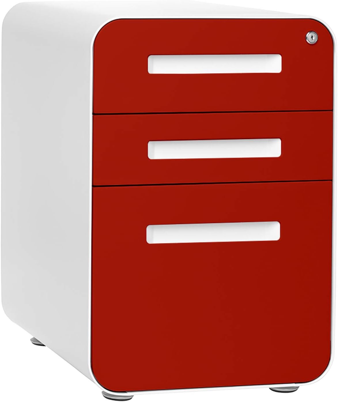 3-Drawer Mobile File Cabinet Orange Faceplate I9747