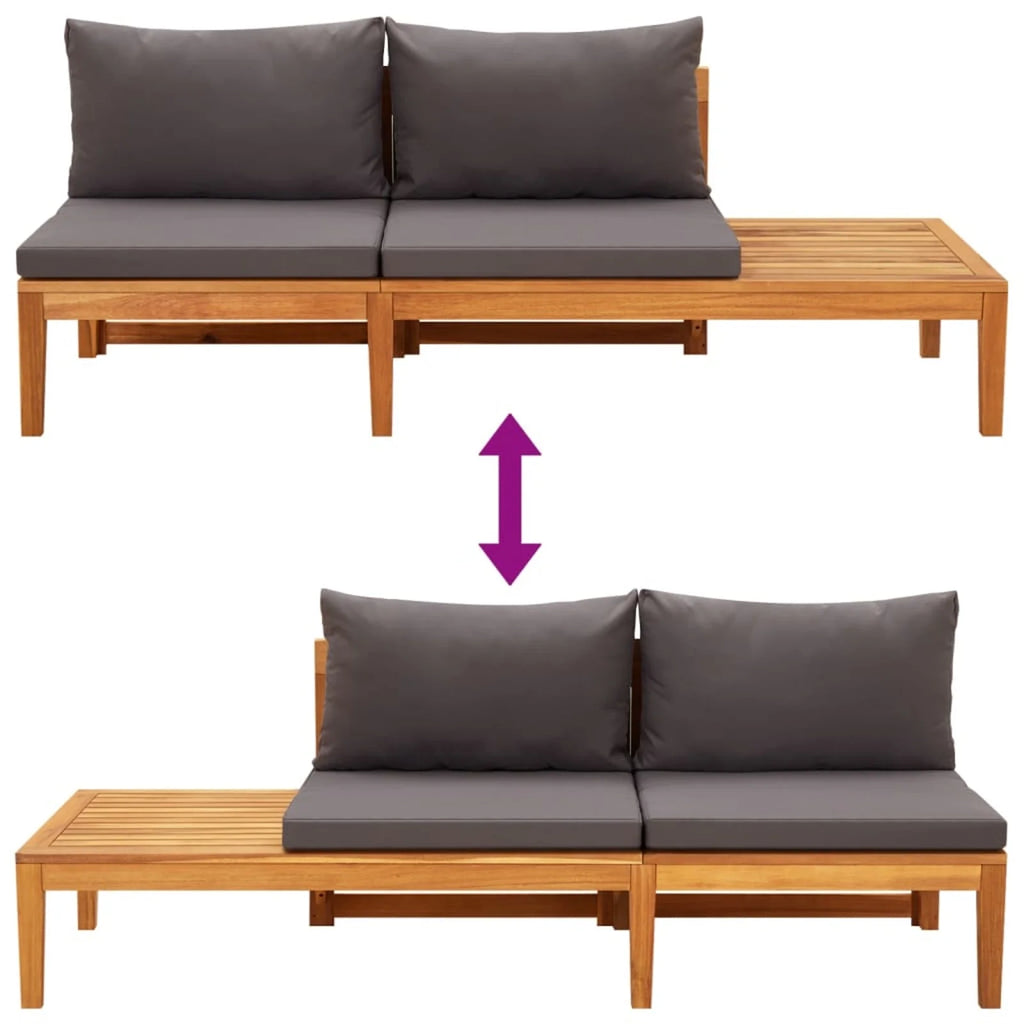 4 Piece Dark Gray Cushioned Acacia Wood Patio Lounge Set Y9478
