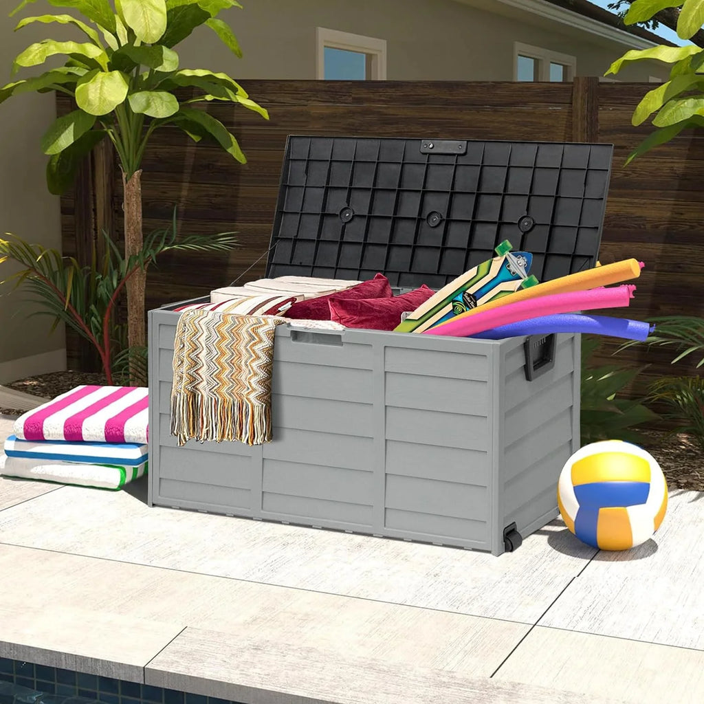 75 Gallon Waterproof Storage Deck Box with Wheels X375387