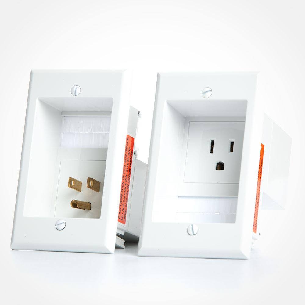 Single-Outlet Recessed In-Wall Cable Management System X44241